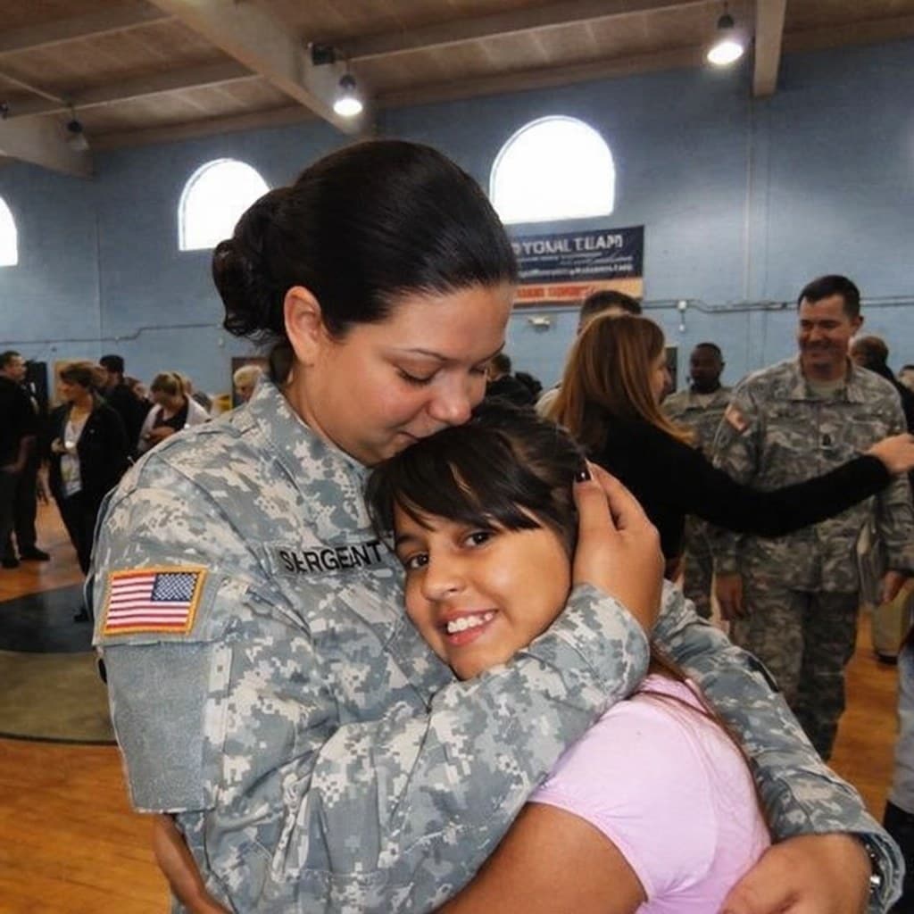 Kristina Sargent with her daughter before deploying overseas