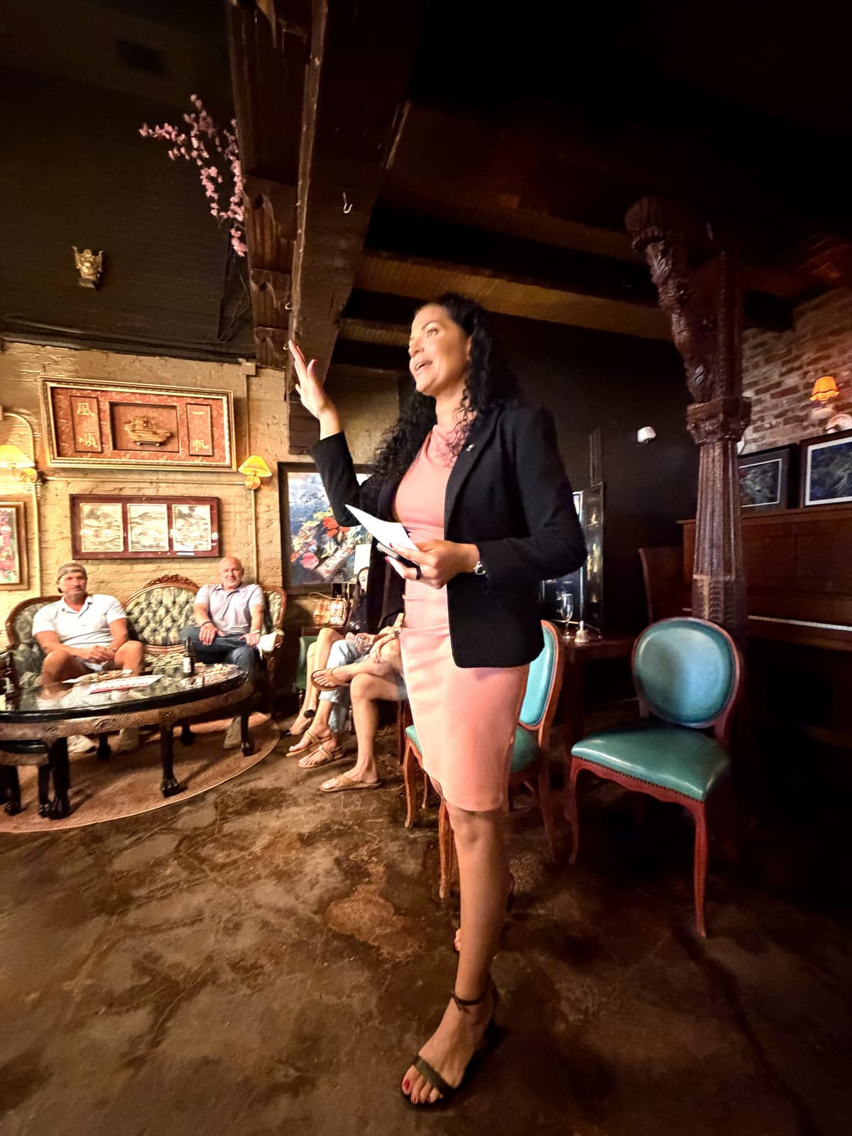 Kristina Sargent speaking with District 2 voters